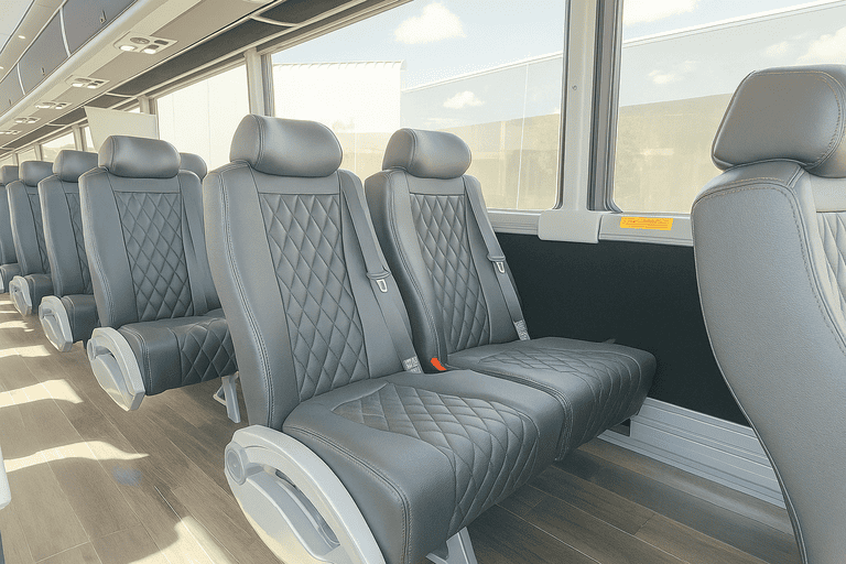 interior of Vacaville Coach Bus Service charter bus